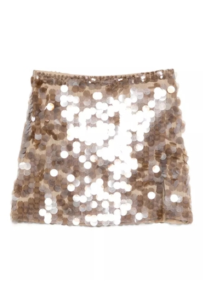 P.A.R.O.S.H. sequin-embellished mini skirt - Neutrals