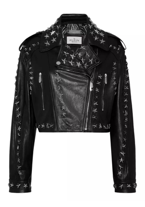 Philipp Plein star stud-embellished biker jacket - Black