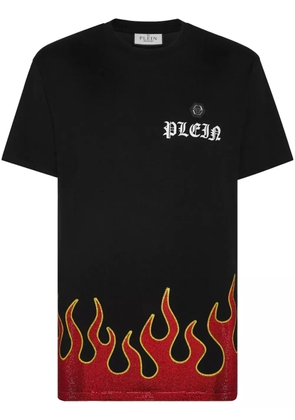 Philipp Plein Flame-print cotton T-shirt - Black