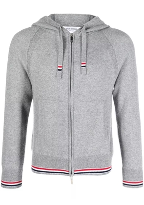 Thom Browne cashmere knitted zip-up hoodie - Grey