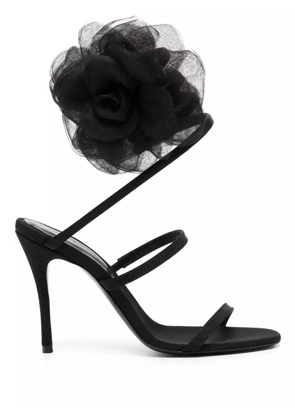 Magda Butrym Spiral organza-flower sandals - Black