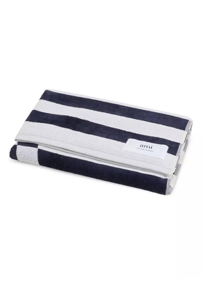 AMI Paris Ami de Coeur striped beach towel - White