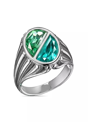 Anabela Chan 18kt white gold vermeil Paraiba Oval Signet gemstone ring - Blue