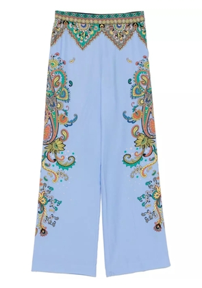 ETRO floral silk trousers - Blue