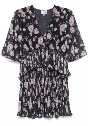 GANNI floral-print mini dress - Black