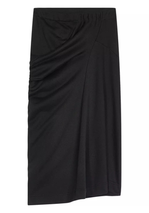 DRIES VAN NOTEN draped cotton midi skirt - Black