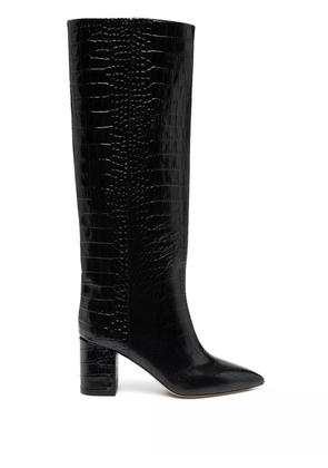 Paris Texas Anja 70mm crocodile-embossed boots - Black
