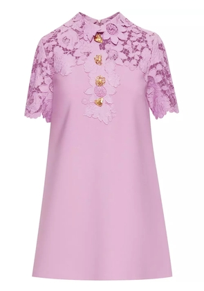 Oscar de la Renta Mixed Botanical guipure-panel minidress - Pink