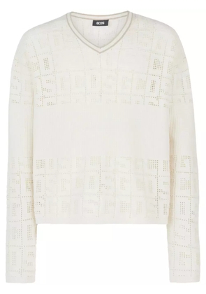 GCDS monogram-macramé jumper - White
