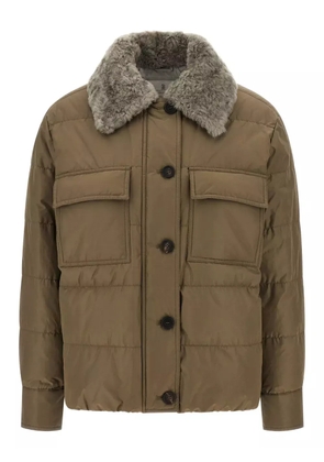 Brunello Cucinelli quilted sherling-collar padded coat - Neutrals