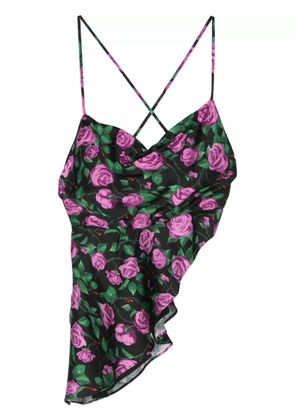 Chiara Ferragni floral asymmetric tank top - Black