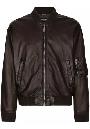 Dolce & Gabbana lambskin bomber jacket - Brown