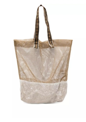 Épice large mesh-panel tote bag - Neutrals