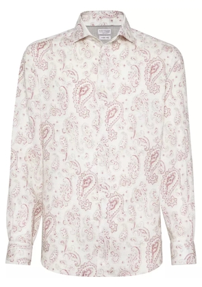 Brunello Cucinelli paisley-print linen shirt - Neutrals