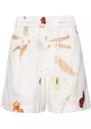 Feng Chen Wang abstract-print drawstring shorts - White