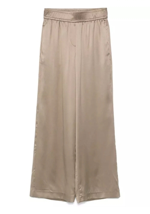 Brunello Cucinelli satin-finish wide-leg trousers - Neutrals