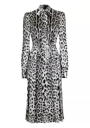 Dolce & Gabbana animal-print midi dress - White