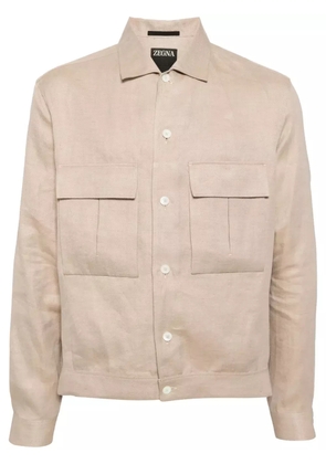 Zegna Oasi long-sleeve linen overshirt - Neutrals
