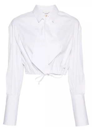 Genny logo-plaque cropped poplin shirt - White
