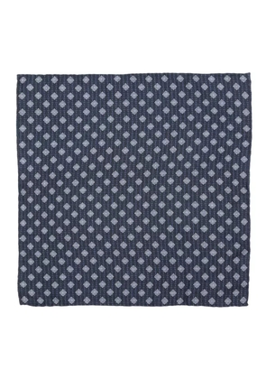 Brunello Cucinelli geometric-pattern silk scarf - Blue