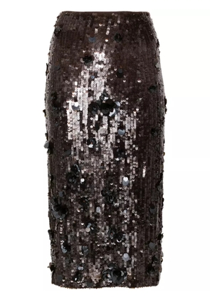 P.A.R.O.S.H. squinned midi skirt - Brown