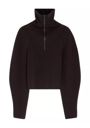 LEMAIRE ribbed half-zip sweater - Brown