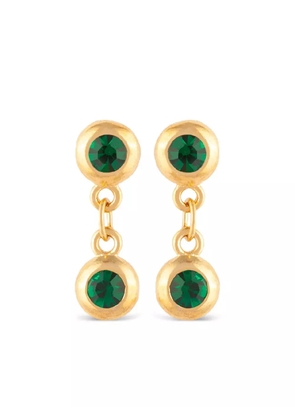Susan Caplan Vintage 1990s pre-owned Swarovski-emerald drop earrings - Gold