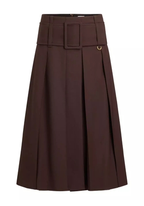 Patou belted pleated midi skirt - Brown