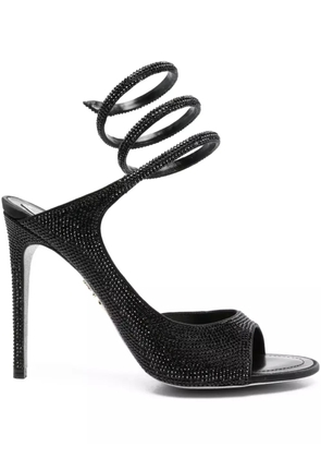 René Caovilla 105mm crystal-embellished spiral-wrap sandals - Black
