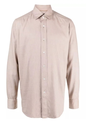 BOSS mélange-effect spread-collar shirt - Brown