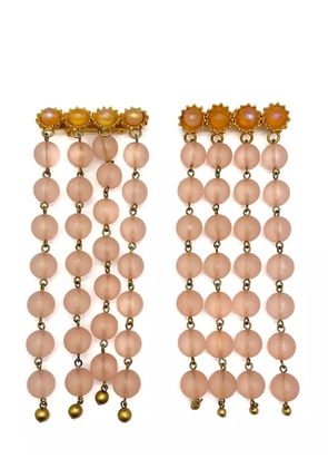 Jennifer Gibson Jewellery Vintage Pair of Long Pink Satin Bead Tassel Brooches 1960s