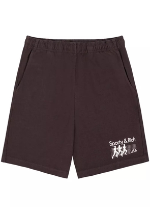 Sporty & Rich Trio cotton track shorts - Brown