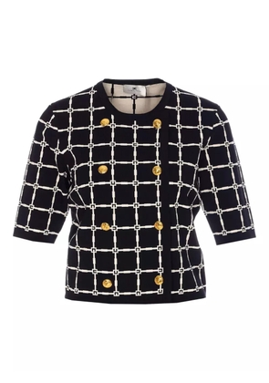 Elisabetta Franchi grid-patterned double-breasted top - Black
