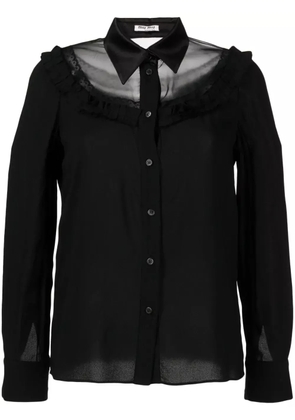 Miu Miu Pre-Owned sheer-panelled long sleeve shirt - Black