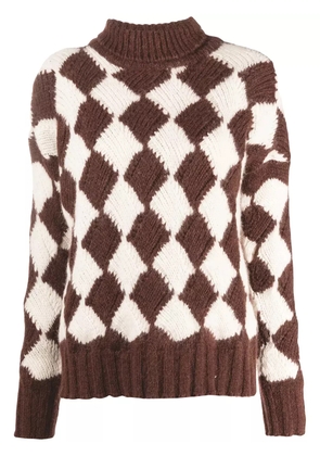 Plan C geometric roll-neck jumper - Brown