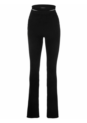 ANDREĀDAMO ribbed-knit bootcut trousers - Black