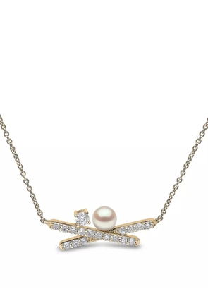 Yoko London 18kt yellow gold Sleek Akoya pearl diamond necklace