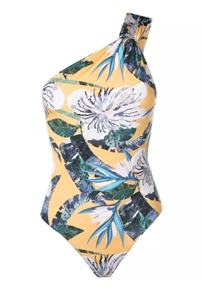 Clube Bossa asymmetric floral-print swimsuit - Yellow