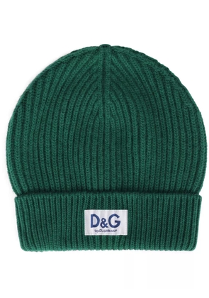 Dolce & Gabbana DG-patch cashmere beanie - Green