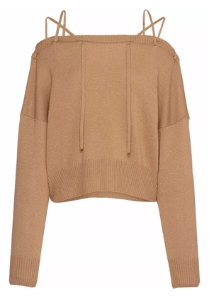 Prada tie-fastening off-shoulder jumper - Neutrals