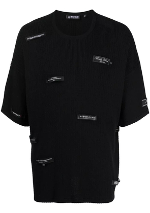Mostly Heard Rarely Seen logo-patches knitted cotton T-shirt - Black