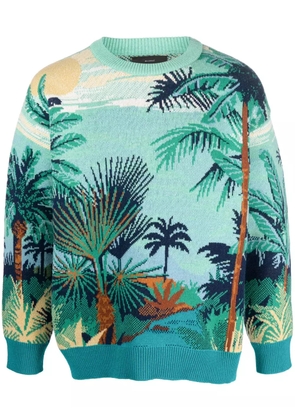 Alanui palm tree-print jumper - Blue