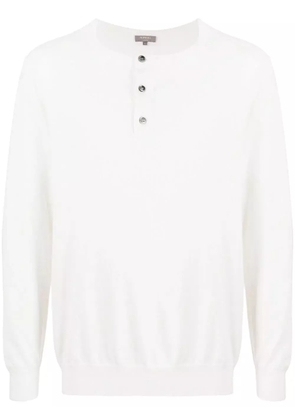 N.Peal button-placket knit jumper - White