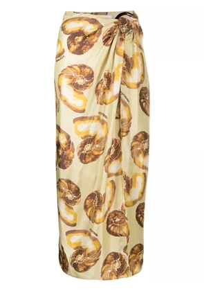 Nanushka shell-print sarong midi skirt - Neutrals