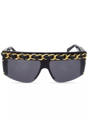 CHANEL Pre-Owned 1990-2000s chain-link shield-frame sunglasses - Black