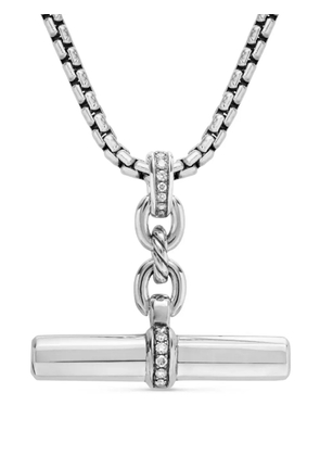 David Yurman sterling silver Lexington E/W Barrel diamond pendant (32mm)