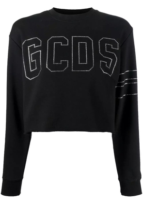 GCDS studded-logo cropped sweatshirt - Black