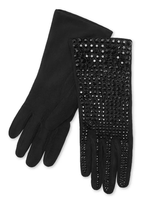Philipp Plein crystal-embellished suede mid-gloves - Black