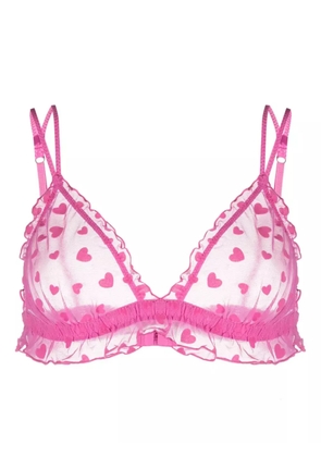 Love Stories heart-print semi-sheer bralette - Pink