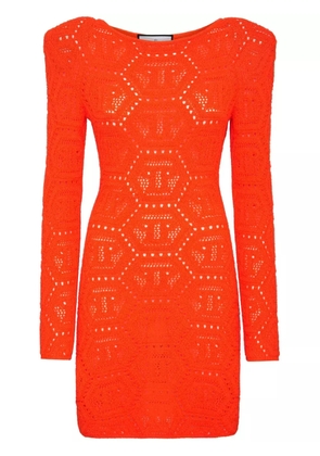 Philipp Plein monogram-intarsia mini dress - Orange